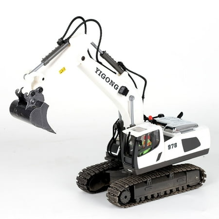 BJBSJSZ Remote Control Excavator Construction Toys for Boys, RC Excavator Toy with Metal Shovel and Light and Sounds, Excavator Toys for Boys Christmas Birthday Gift