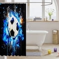 thumbnail image 3 of Manfei Soccer Sports Shower Curtain 72Wx78L, Bath Curtain, Black Bright Blue, 3 of 5