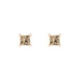 thumbnail image 3 of 0.5 Ct Princess Cut Studs Yellow Moissanite 18K Rose Solid Solid Gold Everyday Dainty Earrings Push Back, 3 of 7