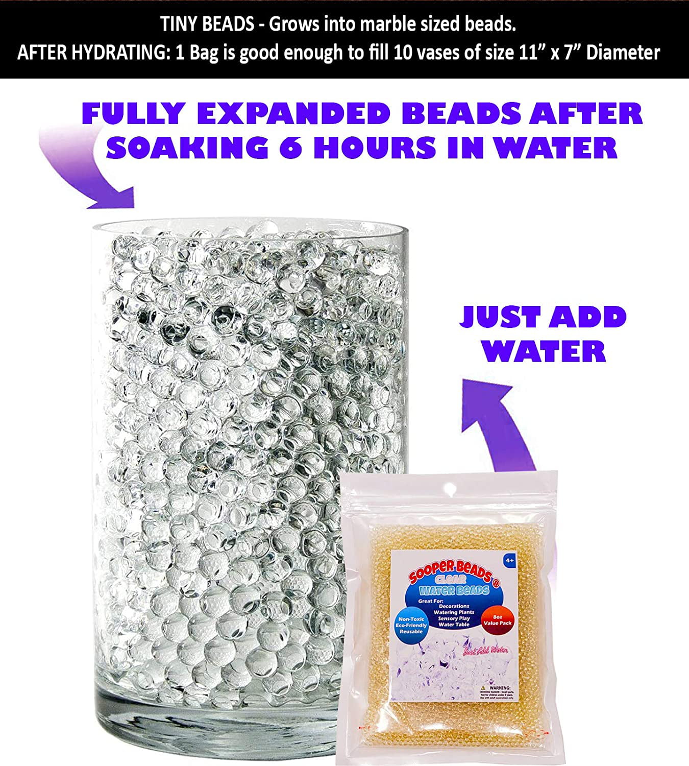 Water Beads add color & reduce watering for Plants,Flowers,Decor VASE FILLER 