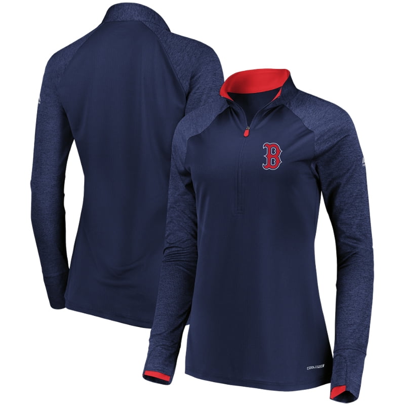 Boston Red Sox Majestic Women's Extremely Clear Cool Base Raglan 1 2-Zip Jacket Navy by MAJESTIC LSG