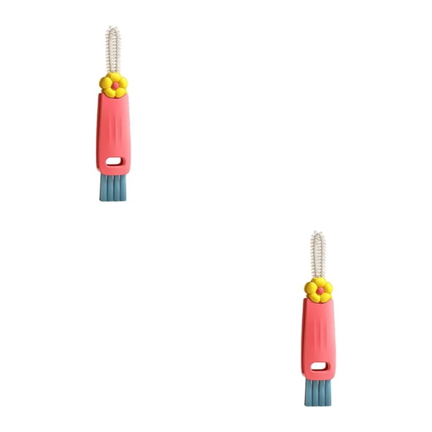 Matsuzay Cepillo de tapa de botella 3 en 1, ranura de limpieza, cocina portátil multifuncional, Mini tapa, fregador de , lavavajillas giratorio Rojo 2Conjunto