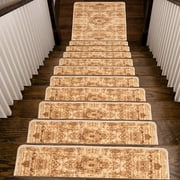 Benissimo Carpet Stair Treads Durable Polyester Skid Resistant / Set of 13 (9"x32") + 1 (31"x31") Harvest Festival