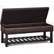 thumbnail image 3 of Entryway Footstool, Open Bottom in Distressed Brown Faux Leather, 44 Inch Wide Rectangle Storage Ottoman Bench My Lux Decor Round, 3 of 6