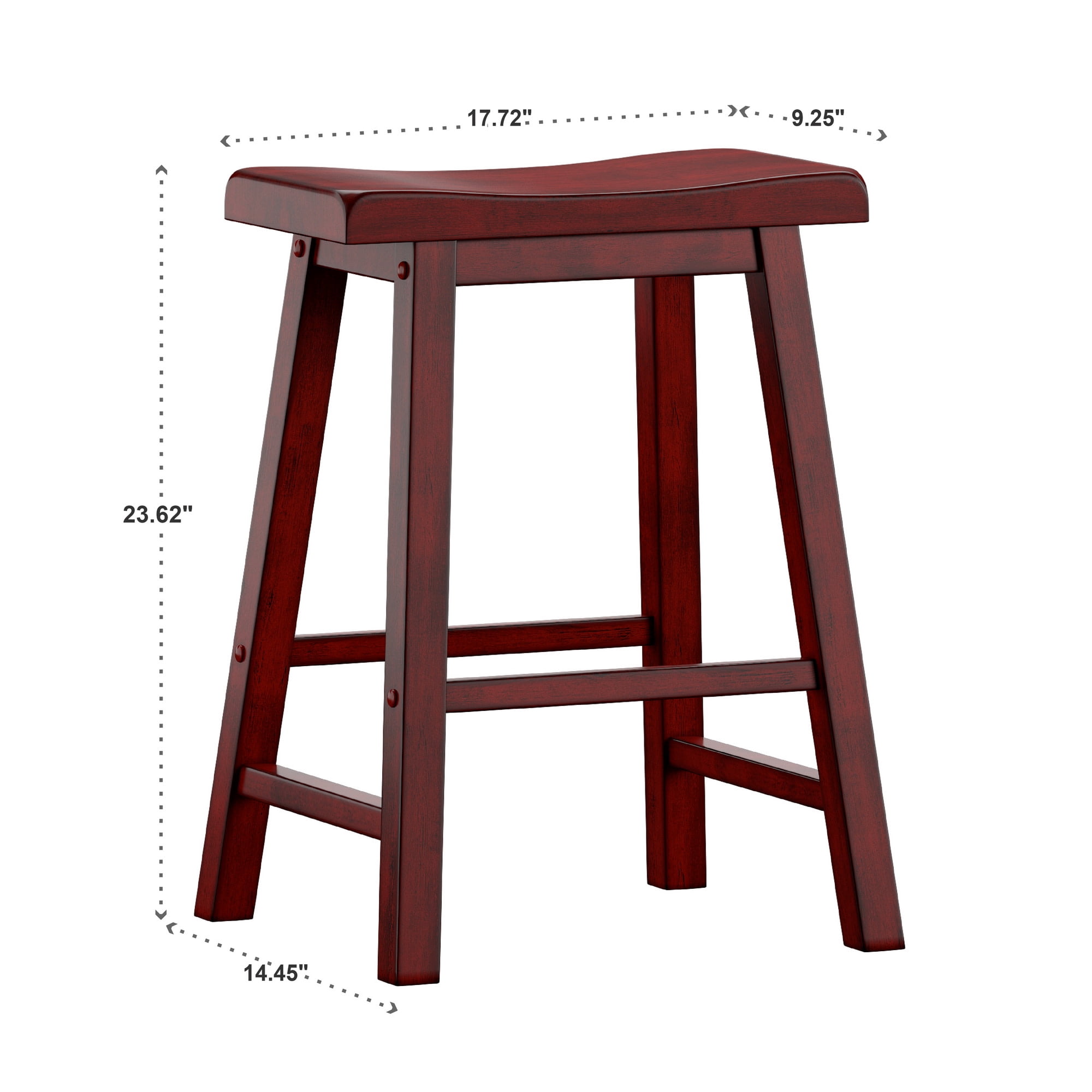 Weston Home Ashby Saddle Seat Backless Counter Stools, Set of 2, Antique Berry