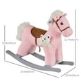 thumbnail image 3 of Qaba Kids Plush Ride-On Rocking Horse with Bear Toy, Children Chair with Soft Plush Toy & Fun Realistic Sounds, Pink, 3 of 10