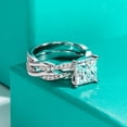 thumbnail image 3 of AnuClub Princess Cut Moissanite Wedding Rings Sets 3.384cctw Infinity Bridal Set D Color VVS1 925 Sterling Silver Twisted Vine Engagement Promise Anniversary Ring for Women With Certificate, 3 of 7