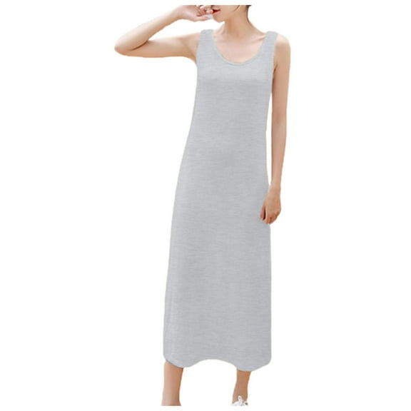 adviicd Nightgowns for Women Women's Dress Slips Basic Adjustable Spaghetti Strap Cami Under Dress (Light Gray,L)