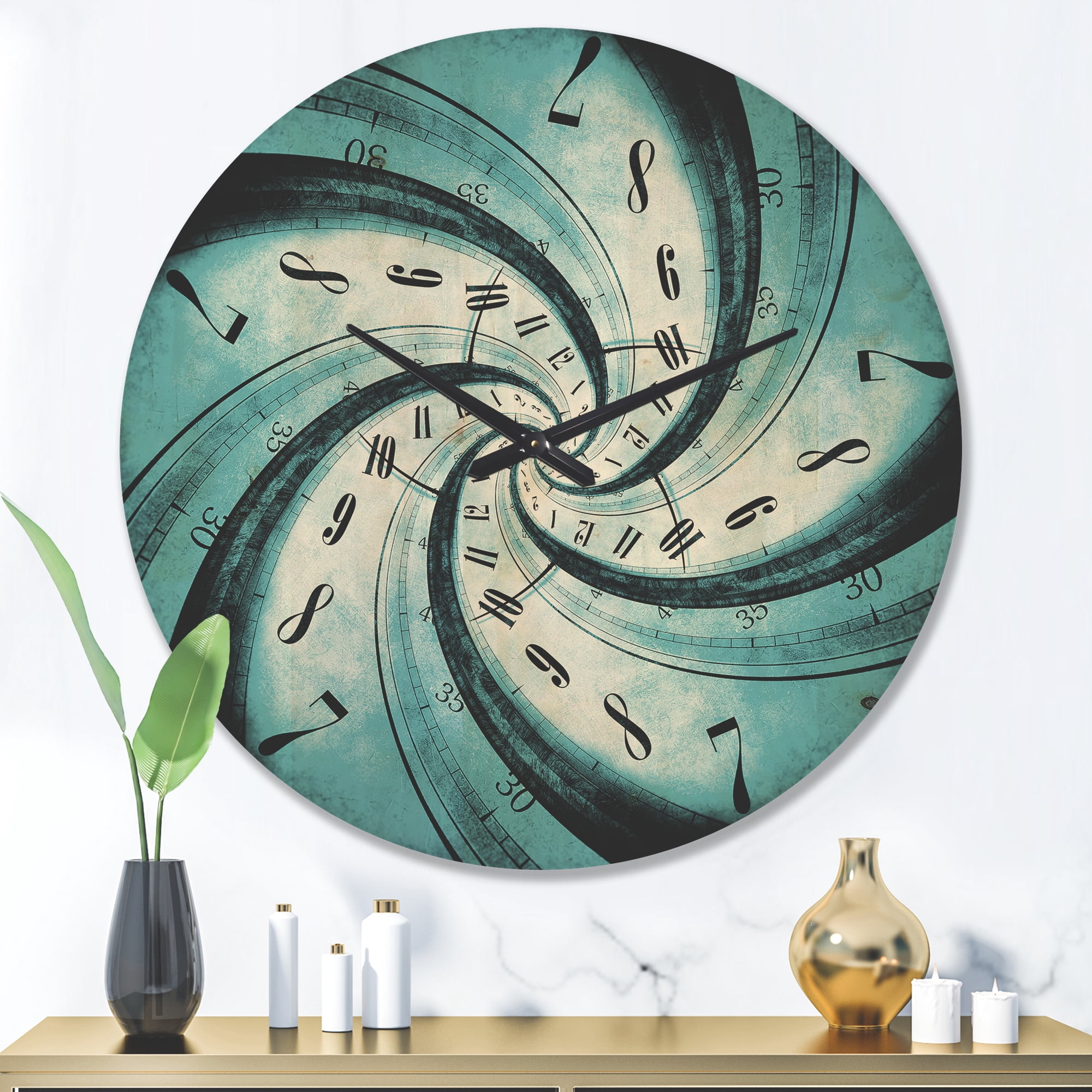 Designart 'Vortex Time Spiral ' Modern Wood Wall Clock