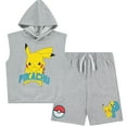 thumbnail image 2 of POKEMON Boys Pickachu Hooded Muscle T- Shirt and Shorts Clothing Set- Little and Big Boys Sizes 4-20, 2 of 9