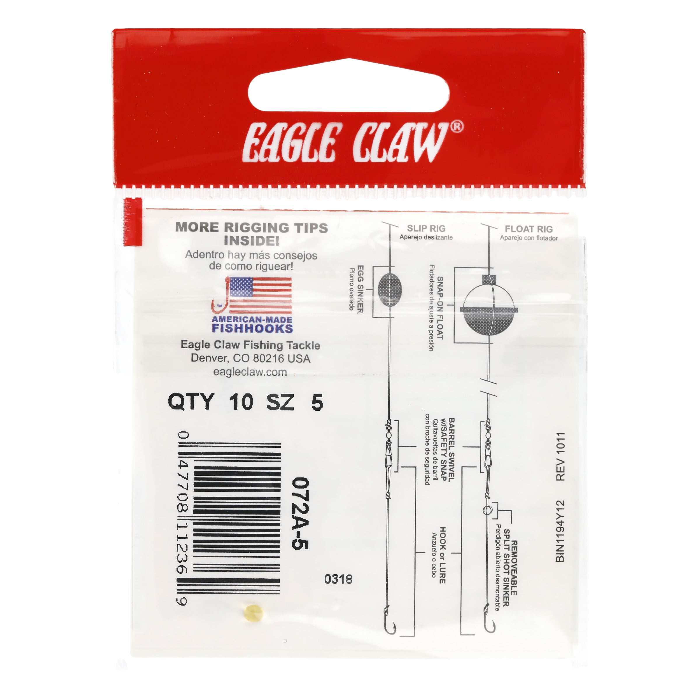 Eagle Claw 072AH-5 2X Long Shank Offset Hook, Bronze, Size 5, 10 Pack
