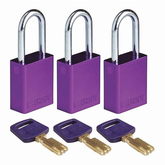 Brady Lockout Padlock,Al,Open Shackel,PK3 ALU-PRP-38ST-KA3PK