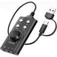 thumbnail image 1 of Portable Voice Changer, Virtual 7.1 Surround Sound Voice Disguiser Device with Multi Sound Effects, USB 3.0/ Type-C to 3.5mm Jack Game Voice Changer for PS4/ PS5/ Windows、MacOS PC/Laptop/Phone, 1 of 5