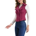 thumbnail image 4 of INSPIRE CHIC Women's Casual Faux Suede Sleeveless Short Biker Vest Jacket S Light Burgundy, 4 of 6