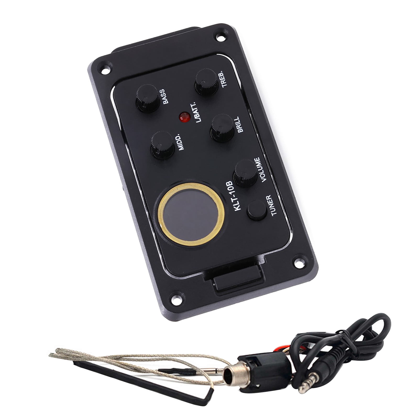 NATEFEMIN Soundhole Pickup Preamp 4 Band Equalizer LED Indicator Stable Signal Transmission For Acoustic Guitar Daily Practice Stage