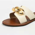 thumbnail image 2 of Dakaela Women's Dressy Flat Sandals Comfortable Slip on Leather Slides Soft Summer Slippers Beige 11, 2 of 6