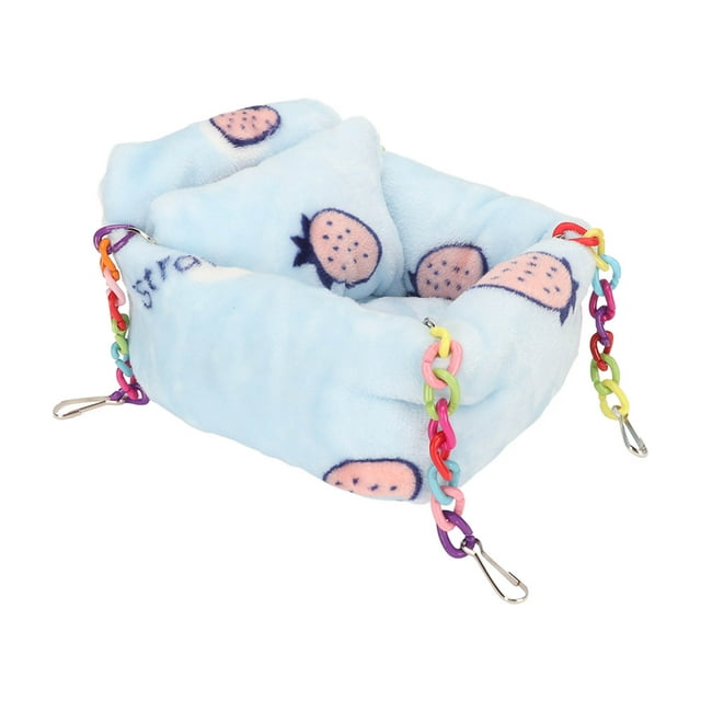 Hamster Hanging Cave Bed, Stable Hamster Hanging Warm Bed Comfortable Strawberry Pattern Plush Color Chain With Small Pillow For Sleeping For Hedgehog S,M,L