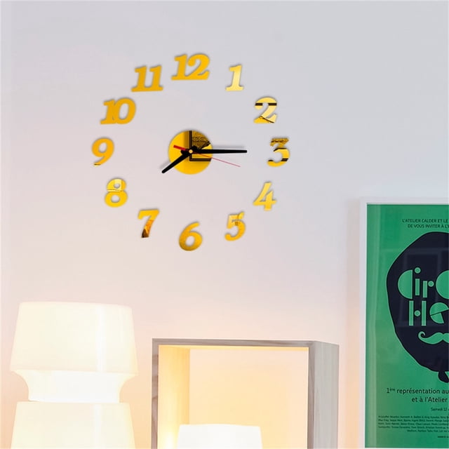 3D DIY Roman Numbers Acrylic Mirror Wall Sticker Clock Home Decor Mural Decals