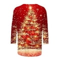 thumbnail image 4 of Women's Christmas Tree Graphic Print Tee 3/4 Sleeve Casual T-Shirts Crewneck Plus Size Soft Shirts Holiday Gift, 4 of 4