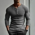 thumbnail image 5 of Lohuatrd Men Spring Autumn Shirt Top Button V-Neck Long Sleeve Solid Color Breathable Top Fitness Shirt Clothing, 5 of 7