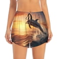 thumbnail image 2 of Balery Sunset Dancing Dolphin A Pantalones cortos deportivos para mujer con forro y dos bolsillos, elásticos, para entrenamiento, gimnasio, yoga-Medium, 2 of 7
