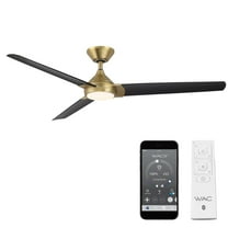 Zelda Indoor and Outdoor 3-Blade Smart Ceiling Fan 60in Soft Brass Matte Black with 3000K LED Light Kit and Remote Control