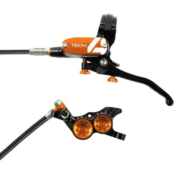Hope Tech 4 V4 Disc Brake and Lever Set - Rear, Hydraulic, Post Mount, Orange