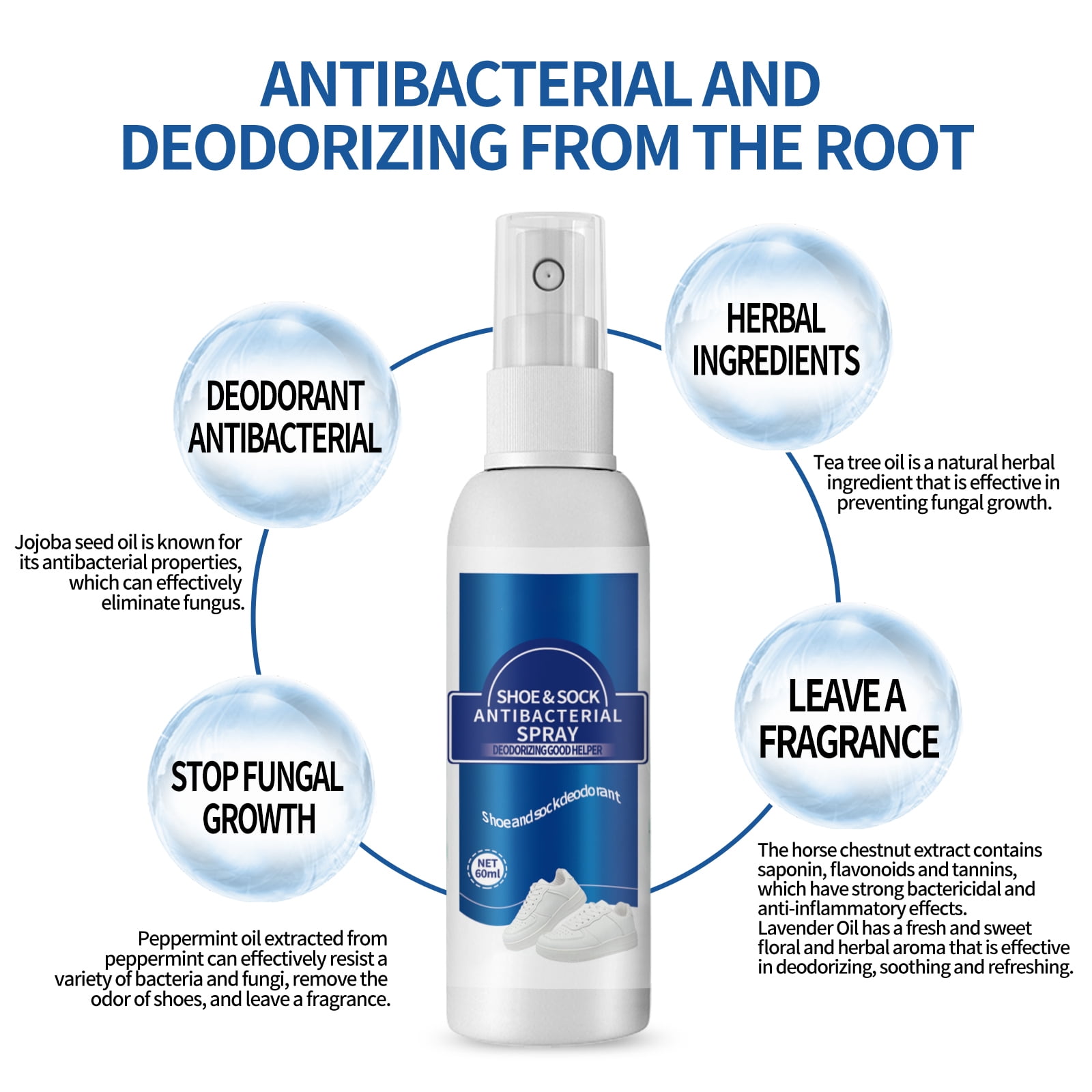 Alvantor Shoe Deodorizer Spray, Odor Eliminator, Destroys Stubborn Shoe Smells, 2.02fl.oz