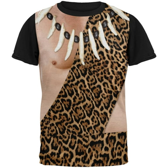 Halloween Caveman Costume FB All Over Mens Black Back T Shirt Multi SM