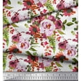 thumbnail image 2 of Soimoi White Cotton Duck Fabric Leaves & Peony Floral Printed Craft Fabric by the Yard 42 Inch Wide, 2 of 3