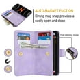 thumbnail image 5 of for iPhone 17 Pro Wallet Case with Card Holder for Women Men, Phone Case RFID Blocking PU Leather Flip Shockproof Cover with Shoulder + Wrist Strap Zipper Credit Card Slots Stand, Purple, 5 of 8