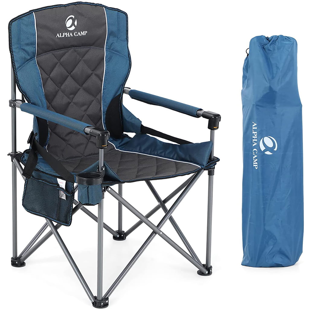 Heavy Duty Padded Folding Camping Chair with Cup Holder& carrier bag 