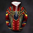 thumbnail image 2 of Unisex Spider Superhero Cosplay Hoodie, 3D Web Printed Long Sleeve Drawstring Hooded Sweatshirt Pullover for Halloween Party, Wine, 3XL, 2 of 4