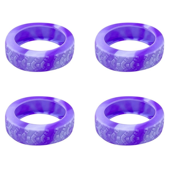 4pcs Coloridos protectores de ruedas de equipaje, cubiertas de ruedas de silicona silenciosas, color Dopamina morado claro + morado 4 Pack