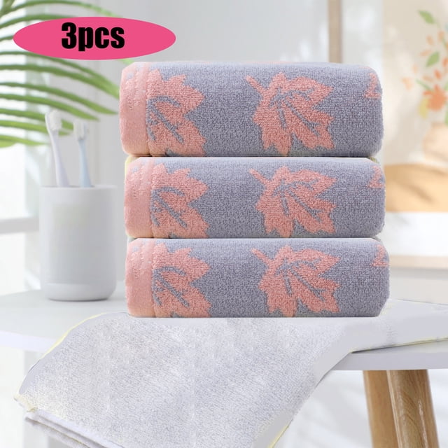 Soft Absorbent Washcloths - 3 Pack Maple Leaf Pattern Face Towels for Thanksgiving & Home Decor