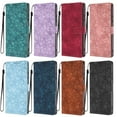 thumbnail image 5 of Decase Flip Case for iPhone 17 Pro Max,Embossed Cherry Blossoms Flip PU Leather Wallet Cover,Magnetic Flip Closure Shockproof Cover with Wrist Strap,Skyblue, 5 of 10