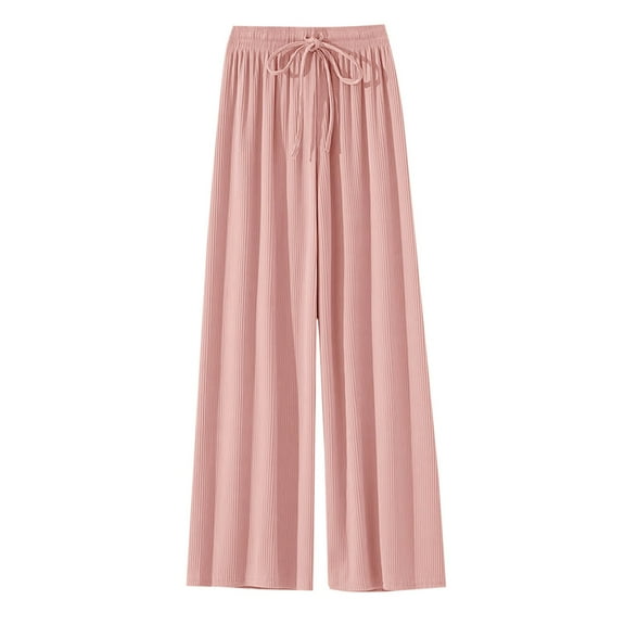 Plebaso Wide Leg Pants for Girls Elastic Waist Drawstring Thin Trousers Loose Kids Summer Casual Pants