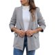 thumbnail image 3 of Traje de Blazer Estilo Boyfriend para Mujer, con Cuello de Solapa, Estampado de Cuadros y Dos Botones Chaqueta Blazer para Oficina o Trabajo Negro S, 3 of 9