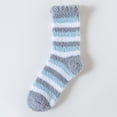 thumbnail image 2 of Soft Fuzzy Striped Crew Socks for Unisex,Warm Fleece Lined Cozy Socks for Indoor Winter and Sleep Wear Gray, 2 of 4