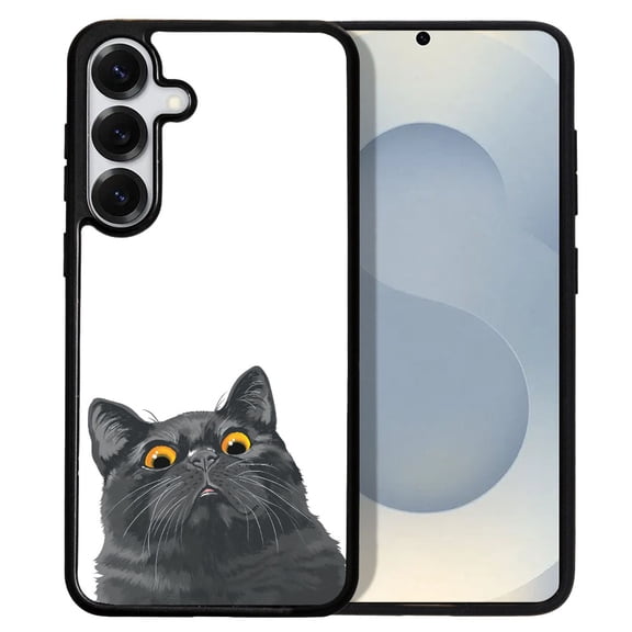 WIRESTER Shockproof Soft Rubber Cover Case for Samsung Galaxy S25 6.2" 2025, Black Bombay Kitten Cat