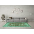 thumbnail image 3 of Ahgly Company Machine Washable Indoor Square Geometric Turquoise Blue Traditional Area Rugs, 7' Square, 3 of 4