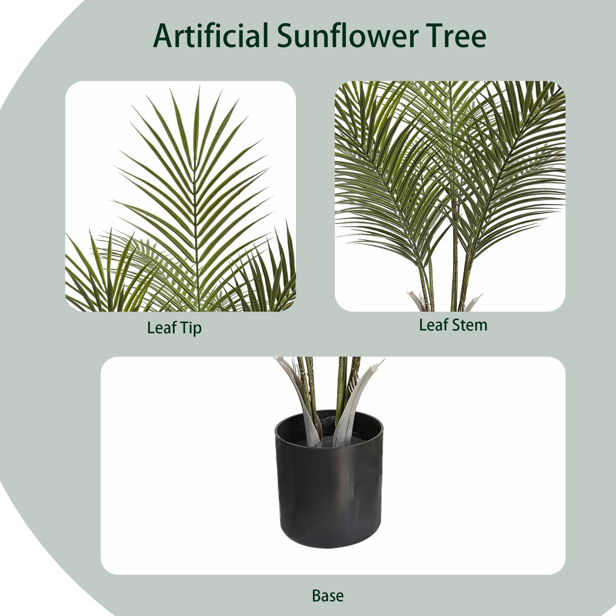 2.6ft Artificial Areca Palm Tree(2 Pack), Pre-Potted Fake Palm Plant for Home Decor,Fake Tropical Plant for Indoor/Outdoor Home Decor, Lifelike Faux Greenery with No Upkeep.
