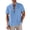 Light Blue, variant on MOJOGO Linen Blend Shirt for Men Stand Collar Pleated Front Tops Short Sleeve Casual Button Down Tops S