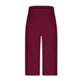 thumbnail image 2 of Ndbuld Capri Pants for Women Lightweight Ice Cool Capris for Women Fashion Women's Summer Woven Loose Casual Capris Solid Pants Capris Pants WineS, 2 of 4