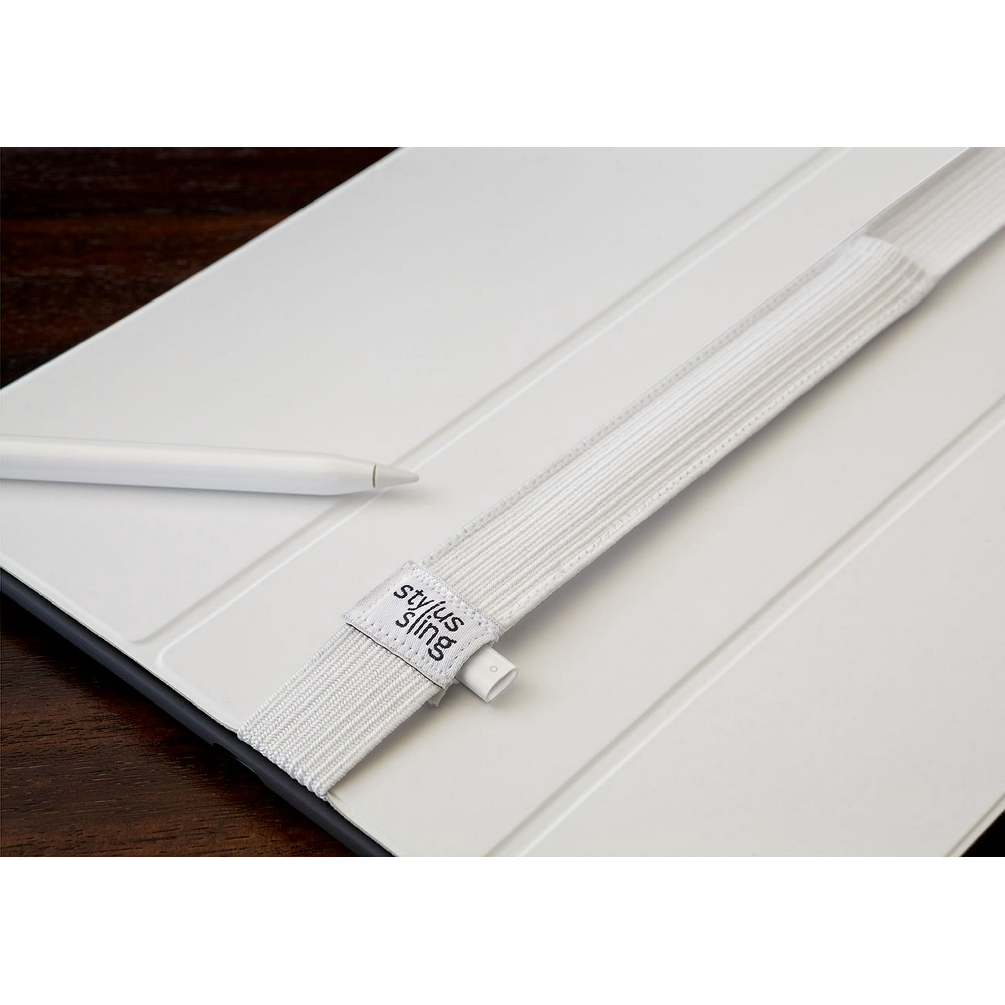 Stylus Sling Pencil Holder with USB Adapter Pocket for Apple Pencil (1st/2nd Gen) - Stylus Sleeve Pouch, Compatible with iPad Pro 12.9 Cases, White