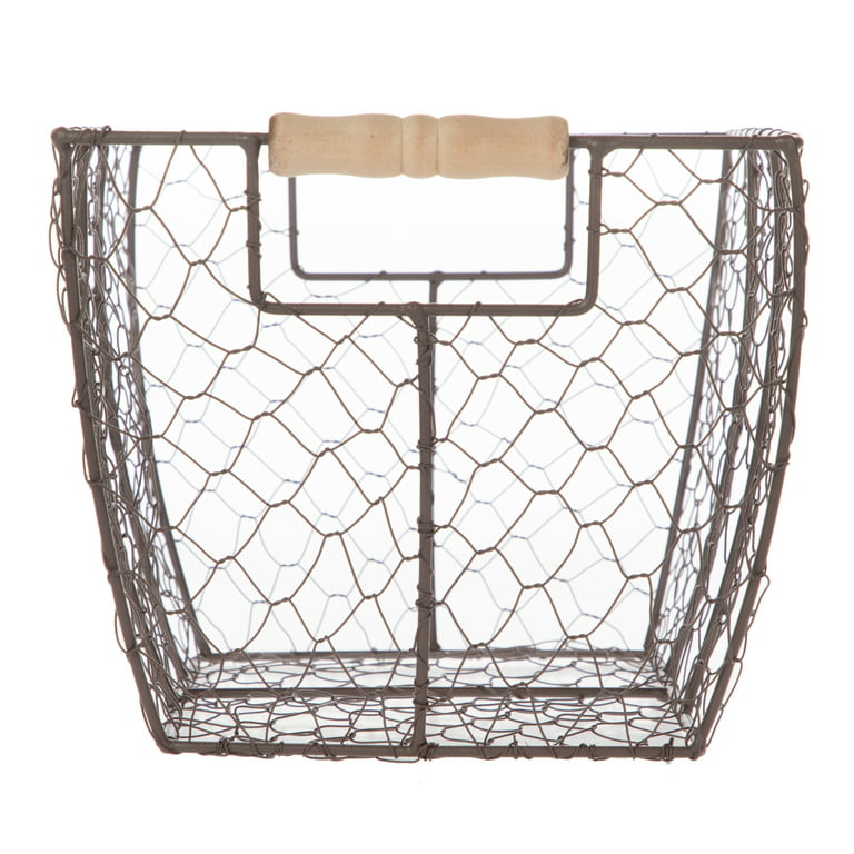 Homezone Wire Basket with Wood Handles, 1 Each
