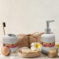 thumbnail image 4 of Ambesonne Colorful Soap Dispenser & Toothbrush Holder Set, Love Words on Brick, 2 Pcs, Yellow Beige Pink, 4 of 6