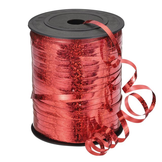 Unique Bargains 500 Yards Glitter Curling Ribbon Crimped Balloon String Metallic 3/16' for Party Decoration, Red