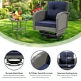 thumbnail image 5 of Segmart 3-Piece Outdoor Rocking Chairs Set, PE Wicker Rattan Conversation Bistro Furniture Sets with Glass Top Side Table for Porch Backyard, Max Weight, 360LBS, Dark Blue, 5 of 8