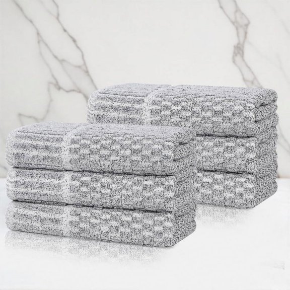 Superior Juno Viscose Cotton Blend Medium Weight Hand Towels, Set of 6, Charcoal